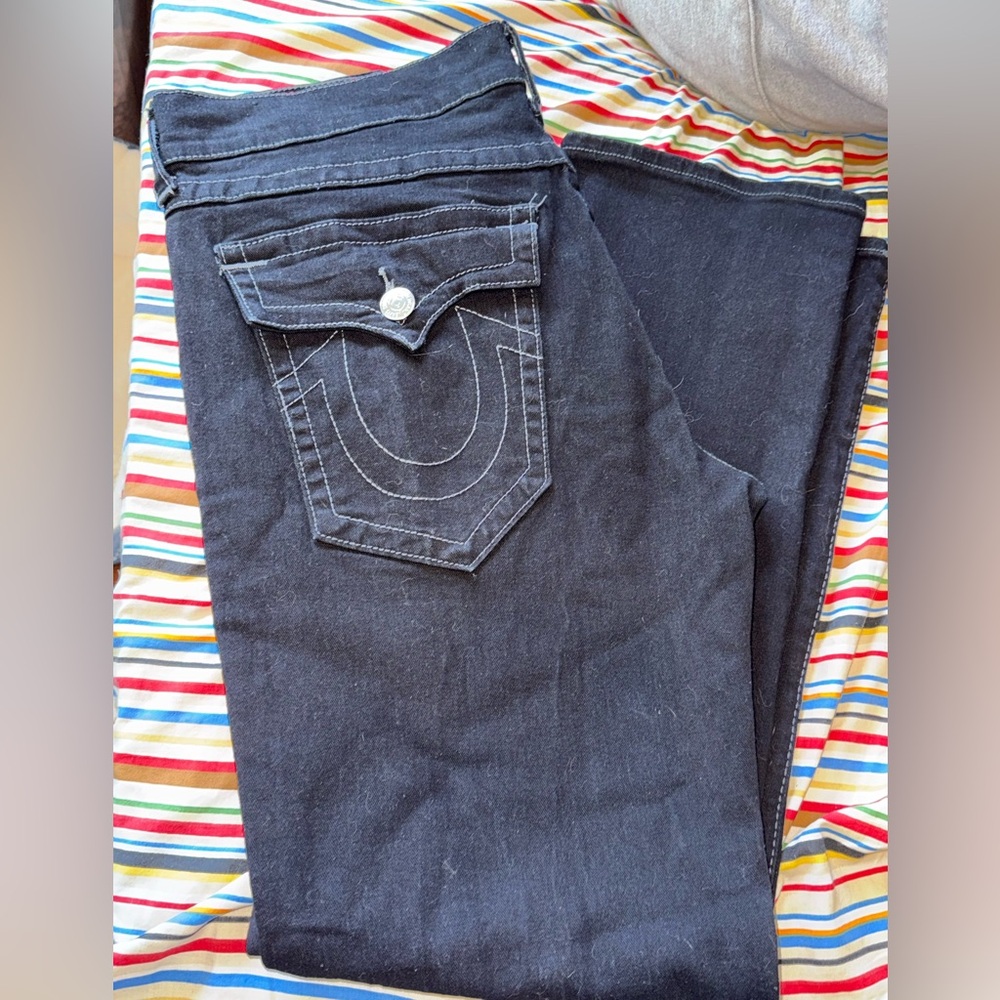 True Religion Black Relaxed Straight Jeans